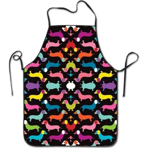 Unisex Kitchen Aprons Colorful Dachshund Dogs Chef Apron Cooking Apron Barbecue Aprons