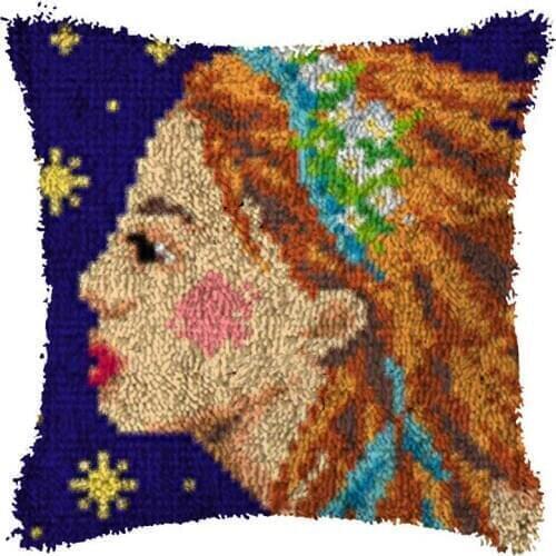 Lion Latch Hook constellation Cushion Pillow Case Color Canvas Acrylic Yarn Latched Hook Pillow Kits Crochet Cushion Cover
