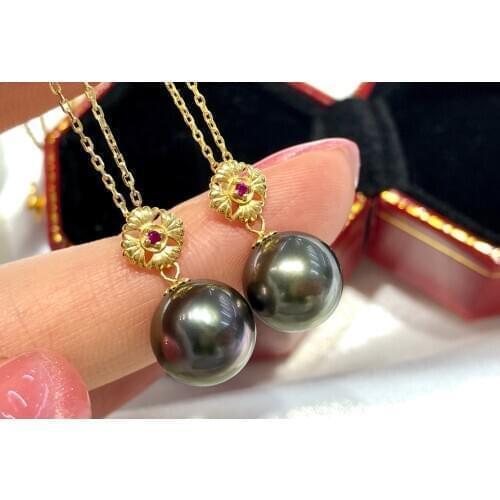 MADALENA SARARA 18K Yellow Gold Western Flower Charm Freshwater Pearl Purple High Quality Women Necklace Pendant