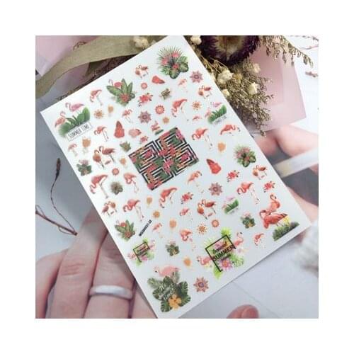 2020 New Style Hot Sell March Flamingo Nail Stickers Japanese Serious Nail Decals Back Adhesive Nail Art Nail Decoration Gifts