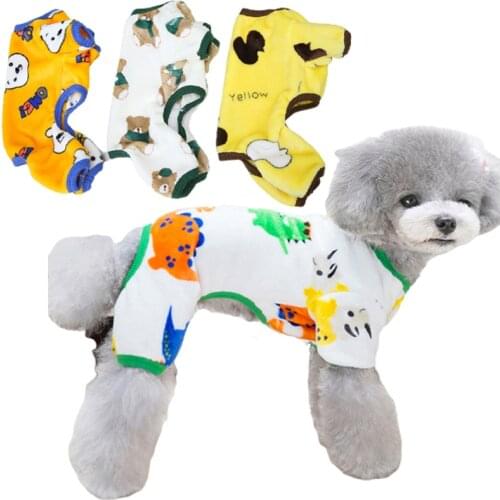 Autumn Winter Pet Clothes Cartoon Jumpsuit for Dogs Kawaii Clothes Velvet Dog Pajamas Fleece Coat Puppy Clothes
