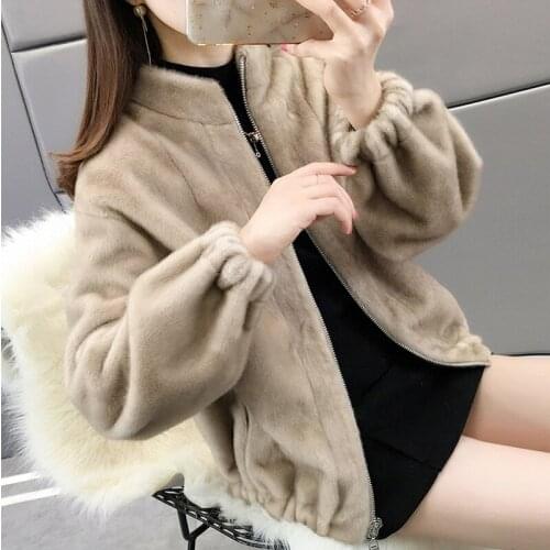 Fashion 2021 Top Women Short Coat Faux Velvet Mink Fur Female Parkar Super Warm Windproof Outdoor Thicken Womens Winter Jacket
