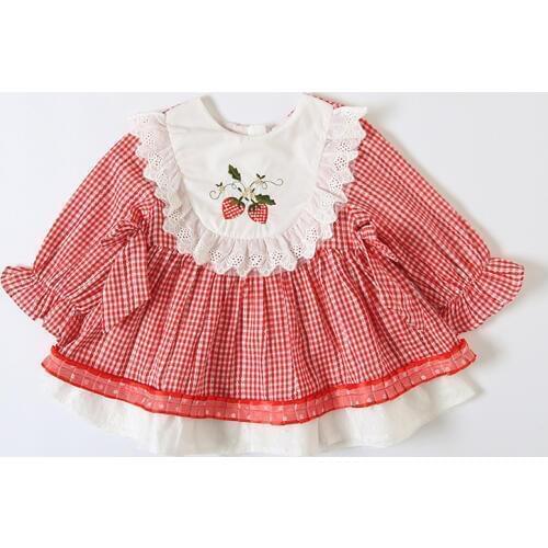 Girl Dress For Wedding Party Plaid Baby Girls Birthday Outfits Elegent Embroidery Childrens Dresses 0-3Y
