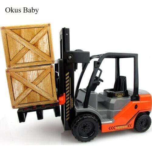 Hot scale ABS Forklift Toys Vehicle Children Simulation Inertia Truck Car Warehouse Crane Vehicle With Carton Models