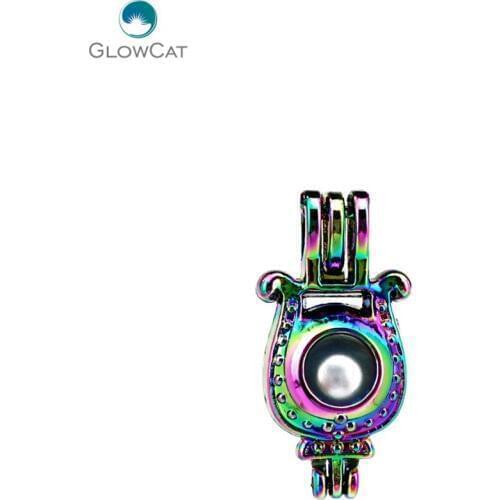 C535 5pcs/lot COLORS Multicolor 25mm U Lucky Sign Symbol Pearl Beads Cage Locket Pendant Pearl Locket Fairytale Party