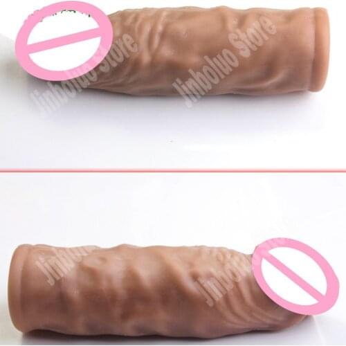 14/16/20cm Realistic Penis Sleeve With Dotted Extender Cock Enlarger Cover Penis Enhancer Sleeve Sex Toys for Men Cock Rings