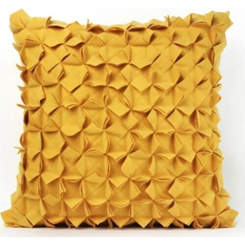 Hand Embroidery Geometric Pillow Cover Yellow Blue Appliques Cushion Cover Decoration Pillow Case 45X45CM 30x50cm Pillow Sham