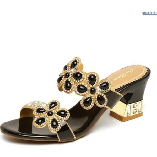 Hot Summer Elegant Fashion Women Casual Shoes Thick with Sandals Peep-toe Beach Shoes Mid Heel Bright Gold Silver 3 Color