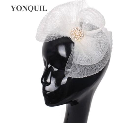 Ivory Mesh Wedding Bride Headwear Elegant Tulle Fascinators Accessories Bow Women Party Dinner Headdress Cocktail Fascinators