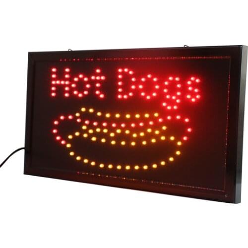 CHENXI Hot Dogs Open Led Sign Board 19"10 Inch Ultra Bright Running Led Hot Dogs Food Store Business Advertising Lights