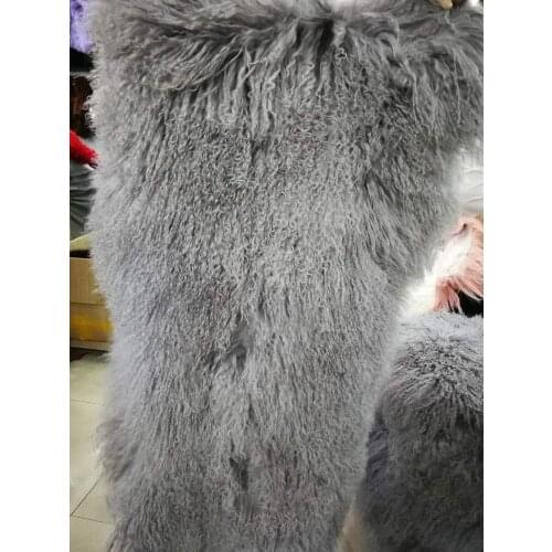 Hight quanlity gray genuine lamb long fur material 50CM*105CM piece