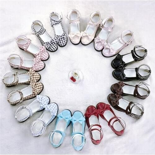 2019 summer new girls shoes flat shoes plaid pattern Lolita bow princess shoes free shipping A