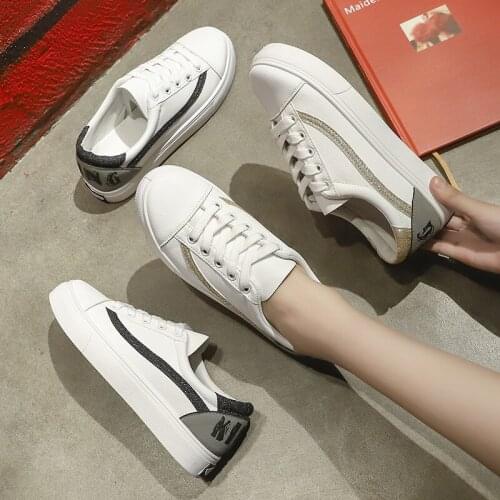 New Women Sneakers Breathble Vulcanized Shoes Pu leather Platform Lace up Casual White Tenis Feminino Zapatos De Mujer Z3-18