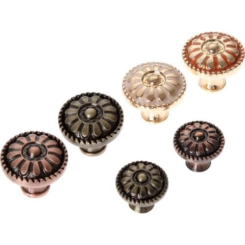 1Pc Chic Single Hole Round Door Knobs Vintage European Style Furniture Kitchen Cabinet Cupboard Wardrobe Drawer Pull Handles