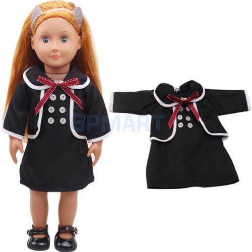 1 Piece School Uniform for 18'' Doll - Black Long Sleeve Dress