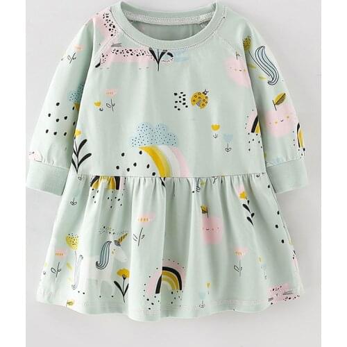 Striped 100% Knitted Cotton Kids Dresses For Girls Bebe Baby Girl Clothes Children Cartoon Tops New 2020 Casual One-pieces Dress