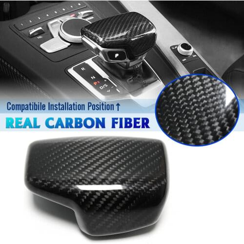 1X Real Carbon Fiber Gear Shift Knob Head Cover Sticker Trim AT For Audi A4 Allroad A5 Sportback Q5 B9 Q7 2016 2017 2018 Quattro
