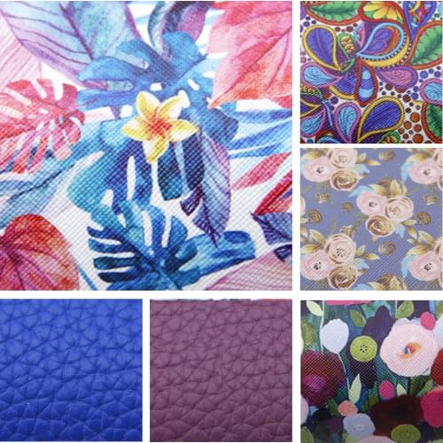 20*33cm 5-6pcs/ Set Floral Printed Faux Synthetic Leather Fabric Set For Bows Gift Crafts DIY Handmade Material,1Yc17800