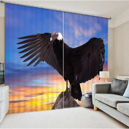 2017 Modern Luxury Black eagle Blackout Window Curtains For Kids Bedding room Living room Hotel Drapes Cortinas