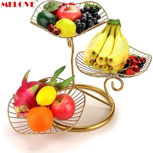 3-Tier Fruit Basket Holder Decorative Iron Fruit Bowl Stand Dining Table & Kitchen Counter Organizer Kitchen Accessories