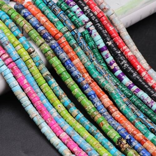 3X6mm Natural Stone Abacus Sea Sediment Jaspers Loose Beads Rondelle Spacer Beads For Jewelry Making DIY Bracelet Accessories