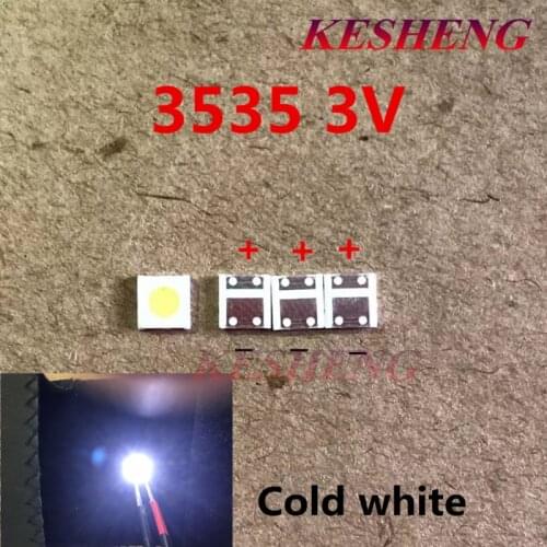 500pcs Diodes TV Backlight 1W 3V 3535 SMD LED Televisao Cold White 100lm 3537 Cool White Backlit LCD Backlight for TV Repair
