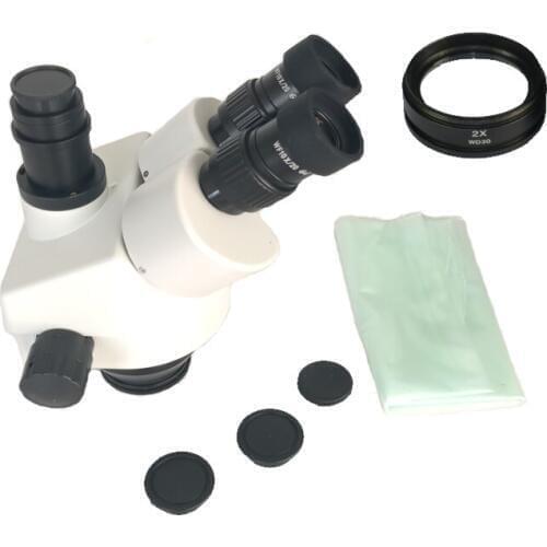 7X-90X Simul-Focal Trinocular Zoom Stereo Microscope Head WF10X/20 SZM2.0X WD30mm Microscopio Magnification zoom