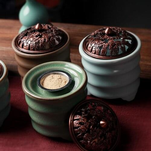 Agarwood Aromatherapy Incense Burner Electric Pocelain Sandalwood Essential Oil Incense Burner Indoor Encensoir Home Decor DG50X