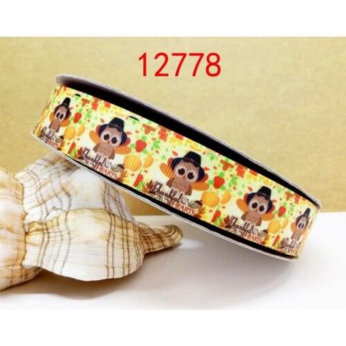 Free shipping 50 yard thanks giving day printed grosgrain ribbon 16262