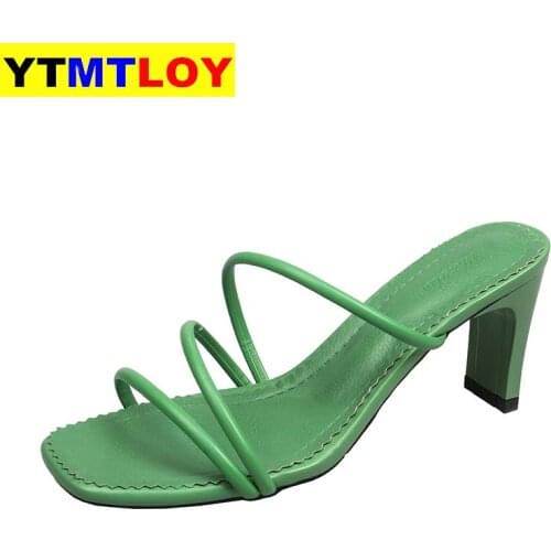Summer Women Sandals Slippers High Heel Shoes For Sexy Peep Toe Heels Party Wedding Mules Woman Casual Square Heel