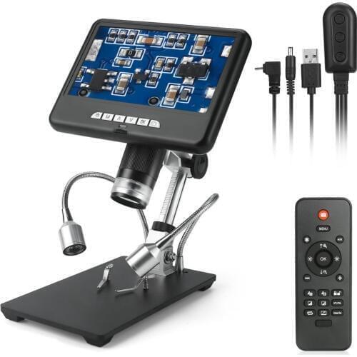 Digital Microscope 1080P AD207 100X Magnification Digital Microscope HD Video Record Image Capture Remote Control 8 LED Light
