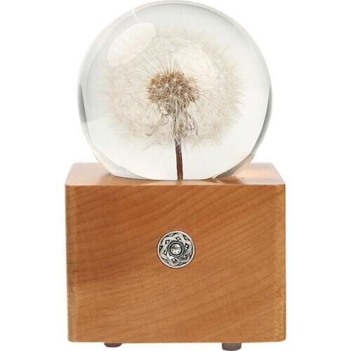 Handmade Dandelion Crystal Ball Music Box Music Box Night Light for Girls Children 2021 New Year Christmas Holiday Birthday Gift