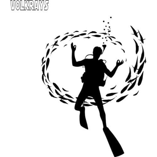 Volkrays Interesting Car Sticker Scuba Diver Mask Water Deep Dive Fish Accessories Reflective Waterproof Vinyl Decal,16cm*12cm