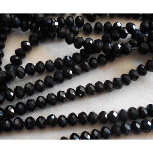 Black Colors 4*6mm 50pcs Rondelle Austria faceted Crystal Glass Beads Loose Spacer Round Beads for Jewelry Making