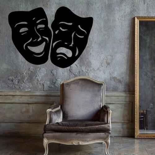 Mask Tragedy And Comedy Theater Wall Decal Best Seller Vinyl Decor Cricut Silhouette Cameo Murals 2234