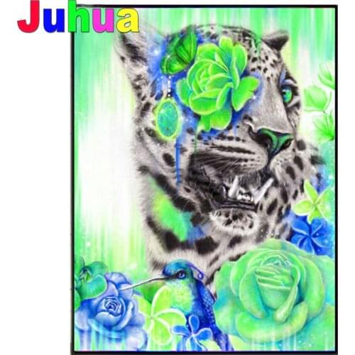 Mosaic Diamond 3d Green Rose Tiger diamond painting full square new arrival diamond embroidery rhinestone 5d diy cross stitch