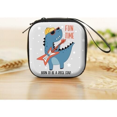 2020 New Cute Cartoon Dinosaur Coin Purse Tinplate Data Cable Earphone Storage Box Creative Zipper Wallet Childrens Small Gifts