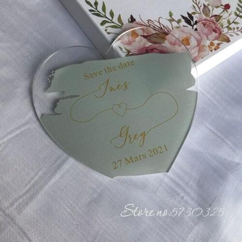 Carte invitation mariage acrylic invitation save date cards heart shape personalizadas boda baby shower gifts set wedding cards