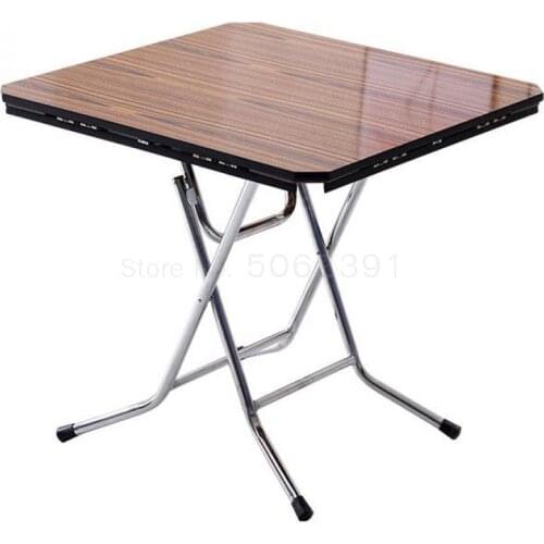 Simple Portable Rectangular Round Table Folding Table Simple Solid Wood Household 4-person Dining Table Round