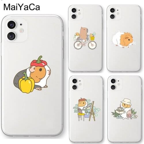Funny Cartoon Guinea Pig Transparent Case For iPhone 11 12 Pro Max mini X XR XS MAX SE 2020 6S 7 8 Plus 5S Cover Fundas