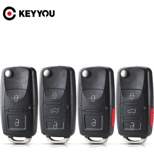 KEYYOU 2/3/4 Button Remote Flip Folding Car Key Shell Case for VW MK4 Bora Golf 4 5 6 Passat Polo Bora Touran