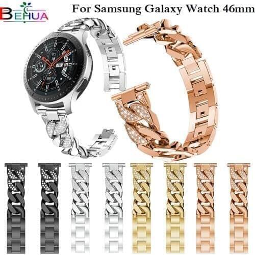 Replacement watch Strap For Samsung Galaxy Watch 46mm SM-R800 Smartwatch band Width 22mm Watchband with Rhinestone Wristband