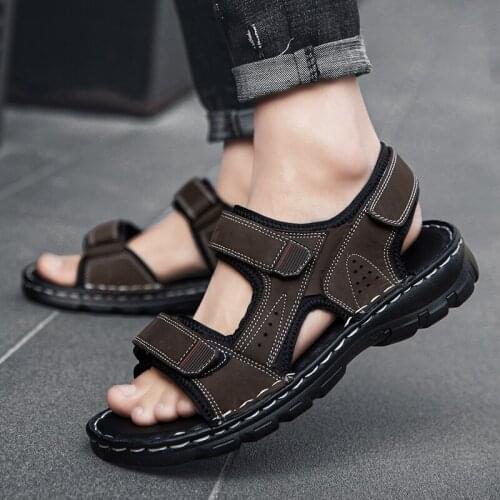 Massage Sandals Slip On Sandals Men Sandal Shoes Leather Rubber Mens Slide 39 S Male Beach Roman Gladiator For Wooden Summer