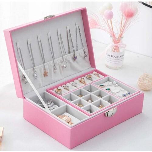 Newly Jewelry Box Creative Leather Storage Earring Portable Multi-layer Makeup PU Watch Necklace Holder