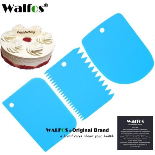 WALFOS 3Pcs/Set Plastic Dough Icing Fondant Scraper Cake Decorating Baking Pastry Tools Plain Smooth Jagged Edge Spatulas Cutter