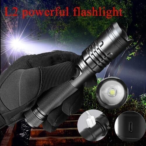 Powerful LED Flashlight Portable Torch Lantern Rechargeable Power Bank Function Zoom Camping Lamp Fishing Light Riding 3 Modes
