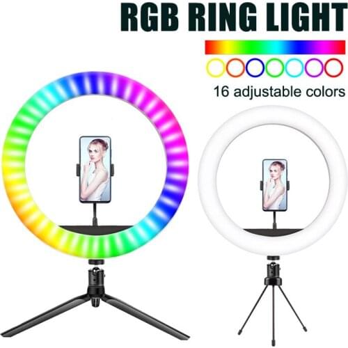 Dimmable LED Selfie Ring Light Phone Camera with DesktopTripod Stand Desk Makeup Ringlight Phone Holder Aro De Luz Ring Lamp