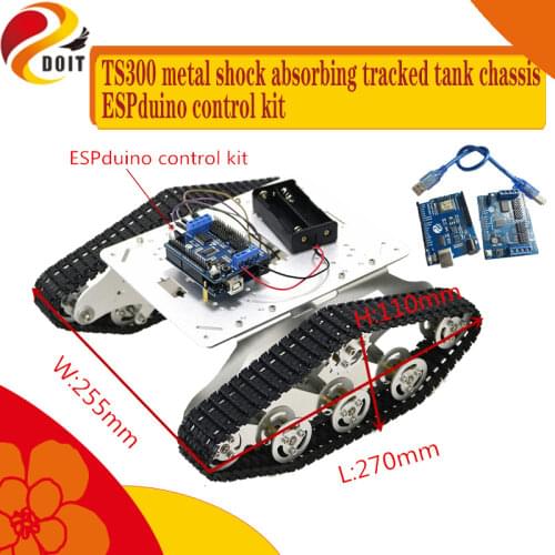 TS300 Shock Absorber WiFi Tank Chassis with ESPDuino Development Board+Motor Driver Board Compatible with Arduino DIY RC