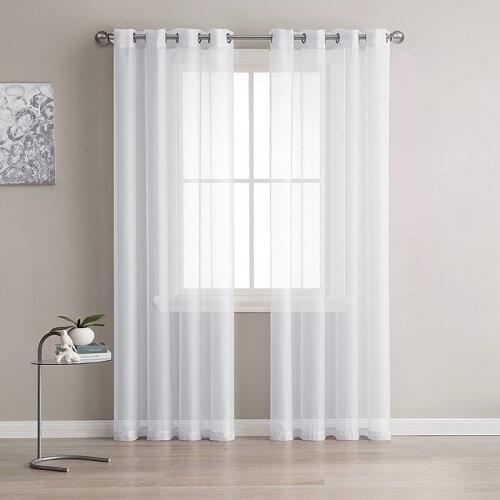 Europe Solid White Yarn Curtain Window Tulle Curtains For Living Room Kitchen Modern Window Treatments Voile Curtain P184Z40