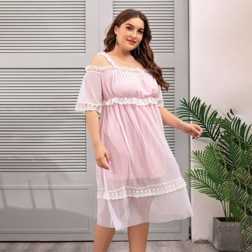 2021 New 8081 Yarn Layer Design Plus Size Dresses Summer Women Dress 3xl 4xl Large Size Woman Dress Plus Size Elegant Cloth